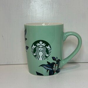 Starbucks Mint Green Floral Design With Mermaid Coffee Tea Cup/Mug 10oz 2021